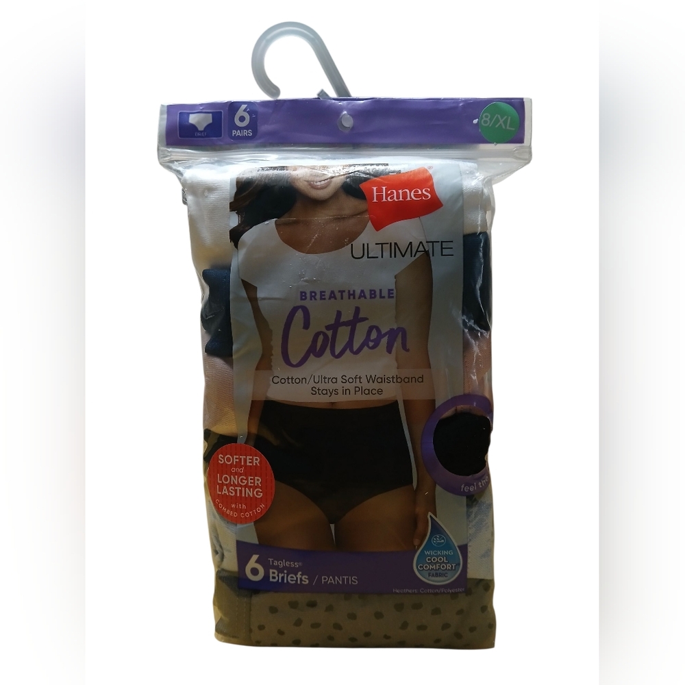 NWT Hanes Ultimate 100%Cotton 6 Briefs